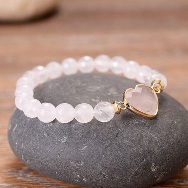 Harmonious Rose Quartz Love Heart Beads Bracelet-Your Soul Place